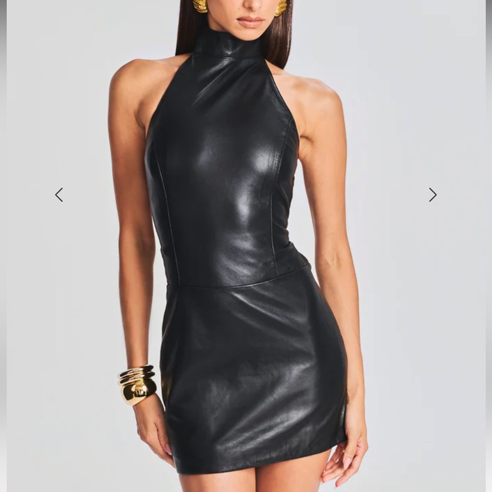 RETROFETE ROXY Leather Mini dress NEW MED Black (WOM0026)